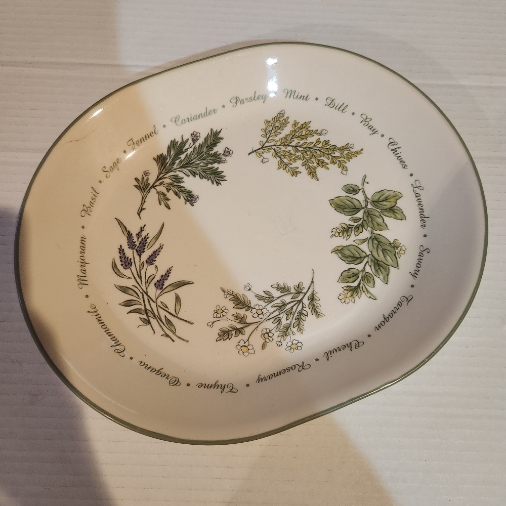 Corelle Thymeless Serving Tray Corning USA Parsley Mint Dill Botanical 10" x 12"
